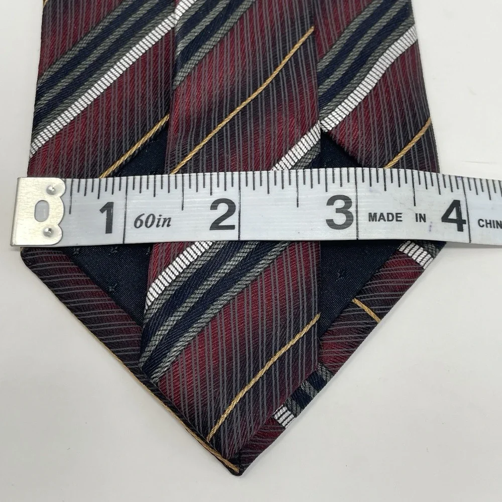 Croft Barrow 100% Silk Red Blue Black Vintage Stripes Geometric Classic Lot of 2